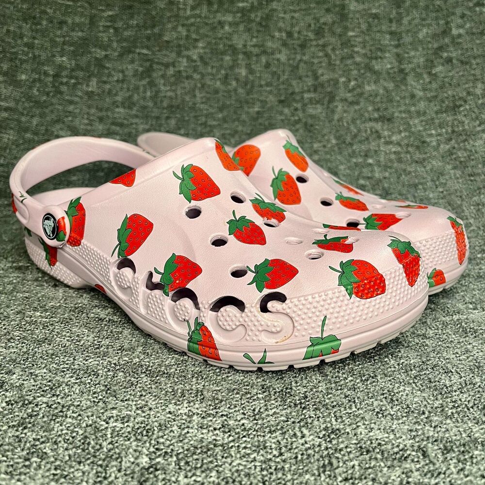 Crocs Baya Seasonal Strawberry Printed Pink Womens 11 Clogs Slip On Shoes